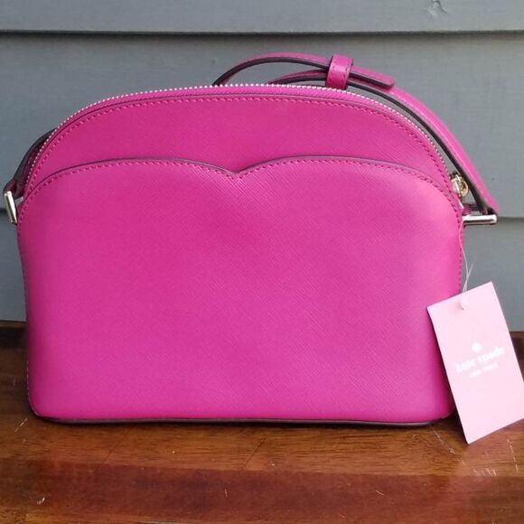 NWT Kate Spade Leather  Magenta Peyton Dome Satchel - Picture 1 of 10